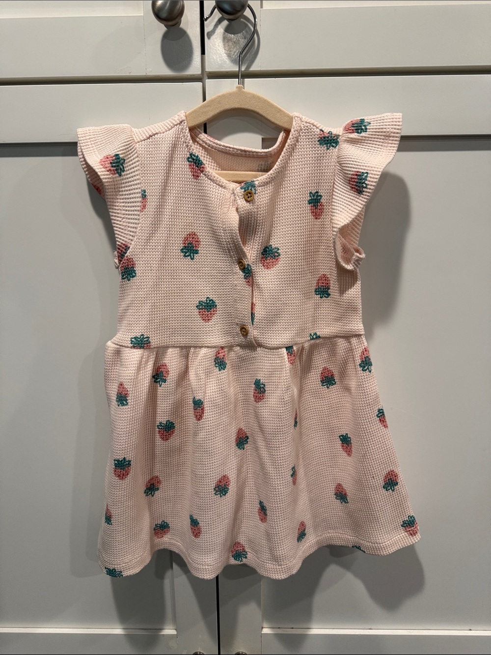 Carter's Light Pink Strawberry-Print Flutter Sleeve Dress